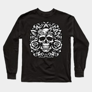 rock skull tattoo design Long Sleeve T-Shirt